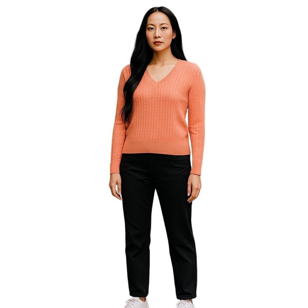 Brooks Brothers Silk Cashmere Sweater Cable Knit Salmon Pink Womens Small